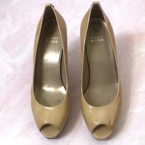 Stuart Weitzman nude patent leather platform heel 8.5M